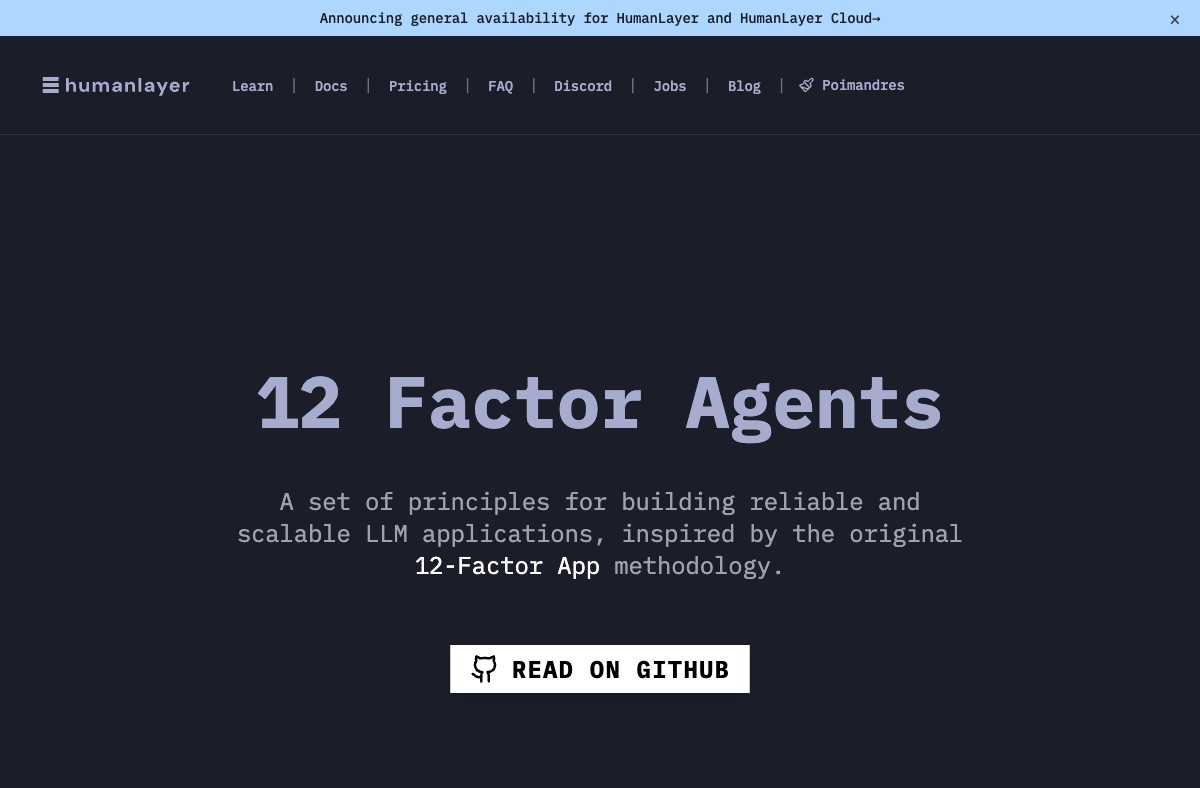 12-Factor Agents framework — patterns for building reliable LLM applications