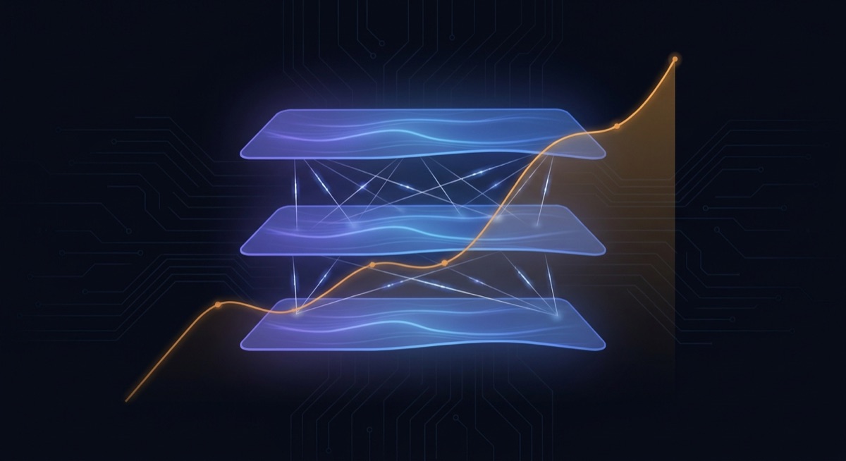 Tiered memory architecture for AI agents with rising cost curve overlay on dark circuit board background