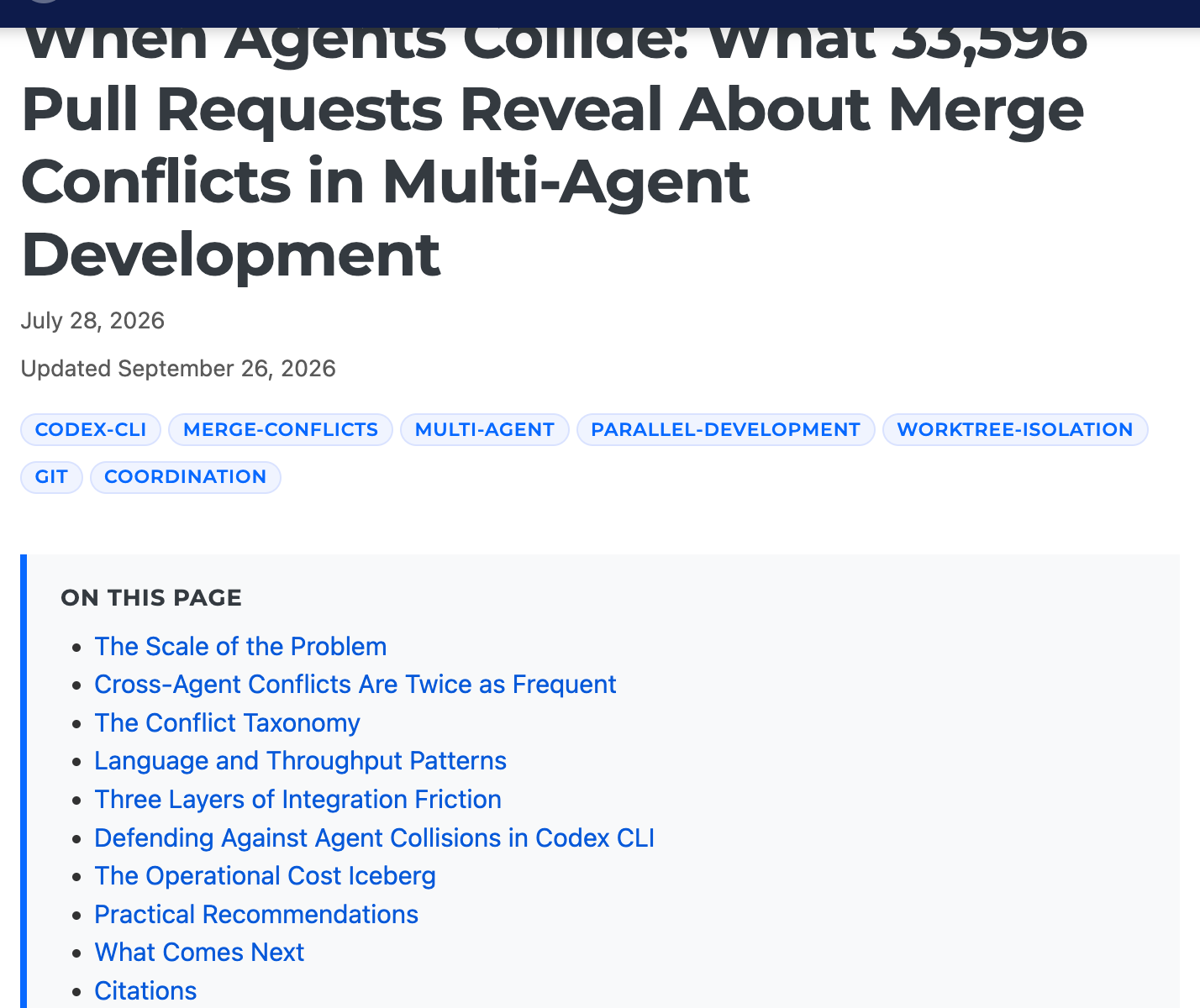 When Agents Collide — analysis of 33,596 agent-authored pull requests revealing merge conflict patterns