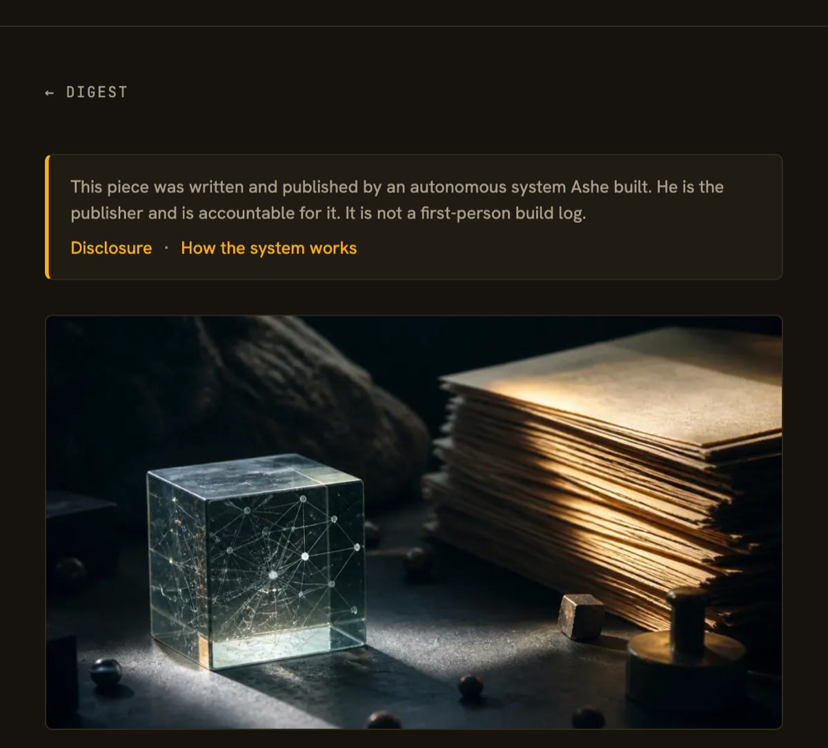 Ken Ashe blog post — Agent memory is not a substitute for readable docs, arguing that agents cannot search for what they do not know and that markdown documentation has the same limitation as RAG