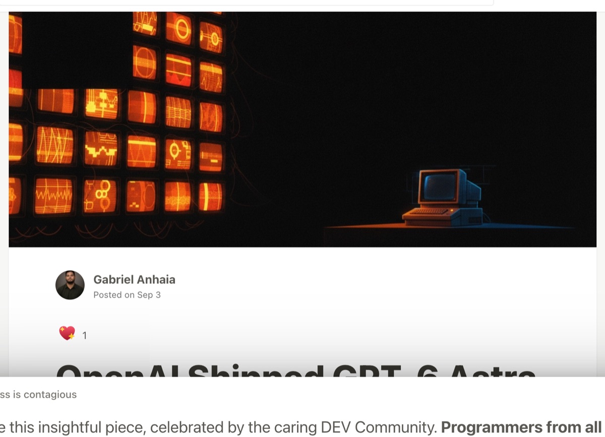 Dev.to article — OpenAI Shipped GPT-6 Astra With a Monitoring Layer Your Agent Does Not Have