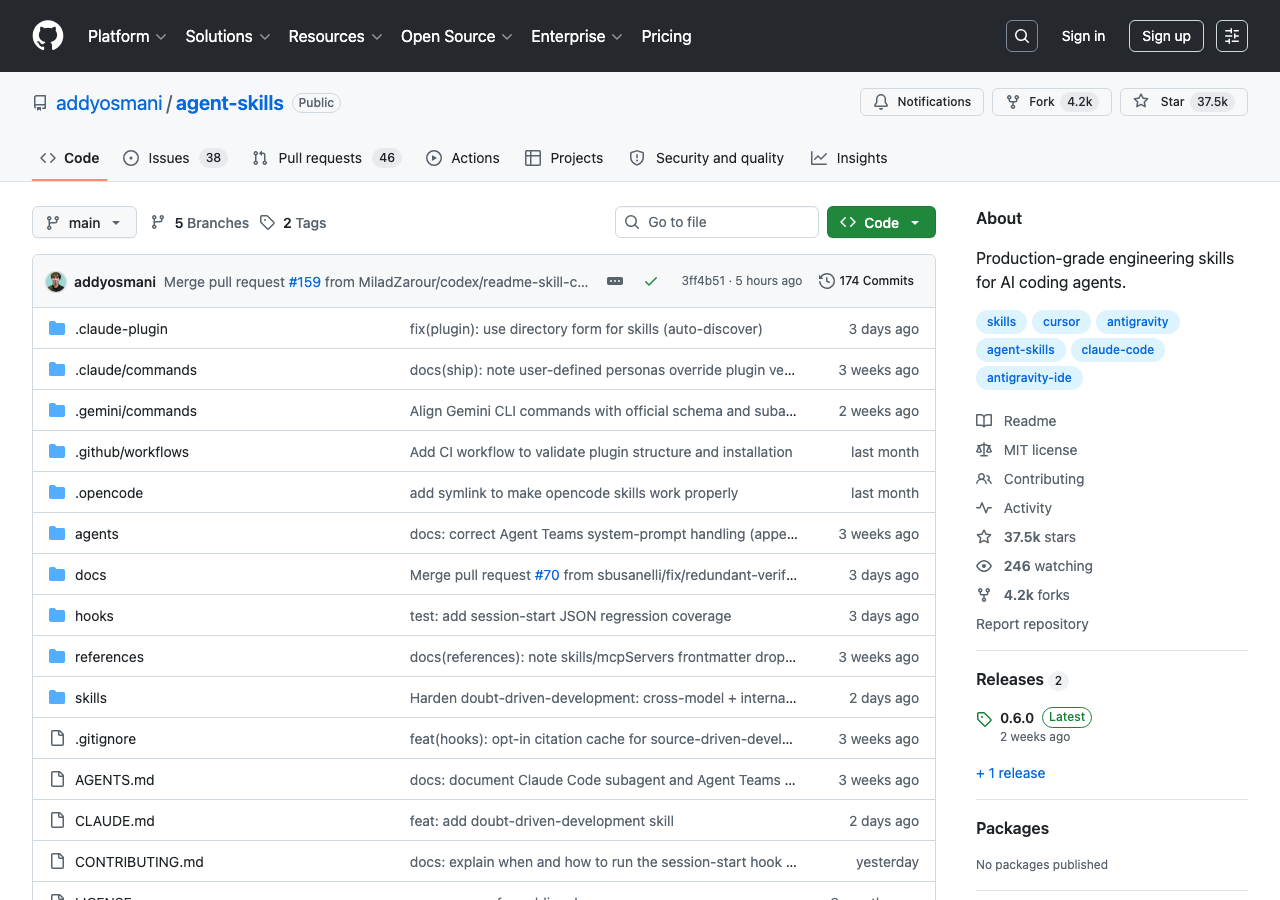 addyosmani/agent-skills #1 on GitHub trending