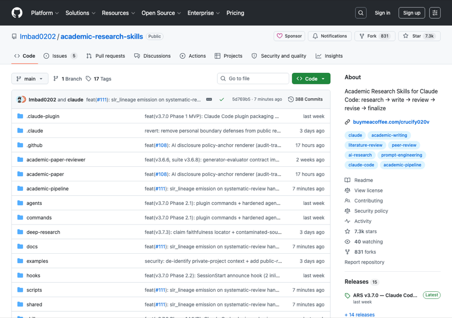 Imbad0202/academic-research-skills GitHub repository — academic research skill bundle for literature review, citation graph traversal, methodology critique, and peer review drafting workflows