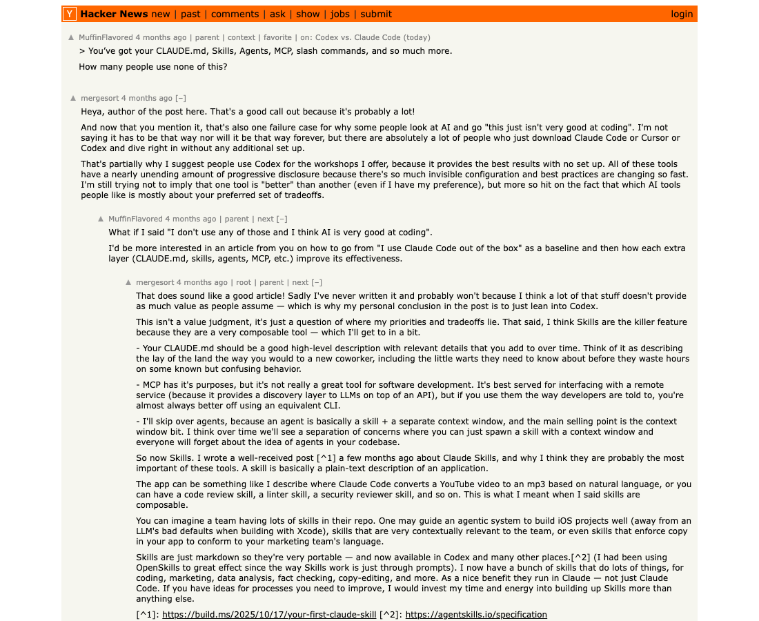 HN thread — CLAUDE.md, Skills, Agents, MCP, slash commands and so much more, ecosystem overload