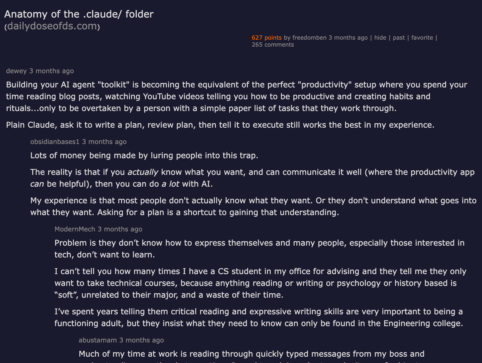 Hacker News discussion: Anatomy of the .claude/ folder — 145 comments on skills directory structure and configuration complexity