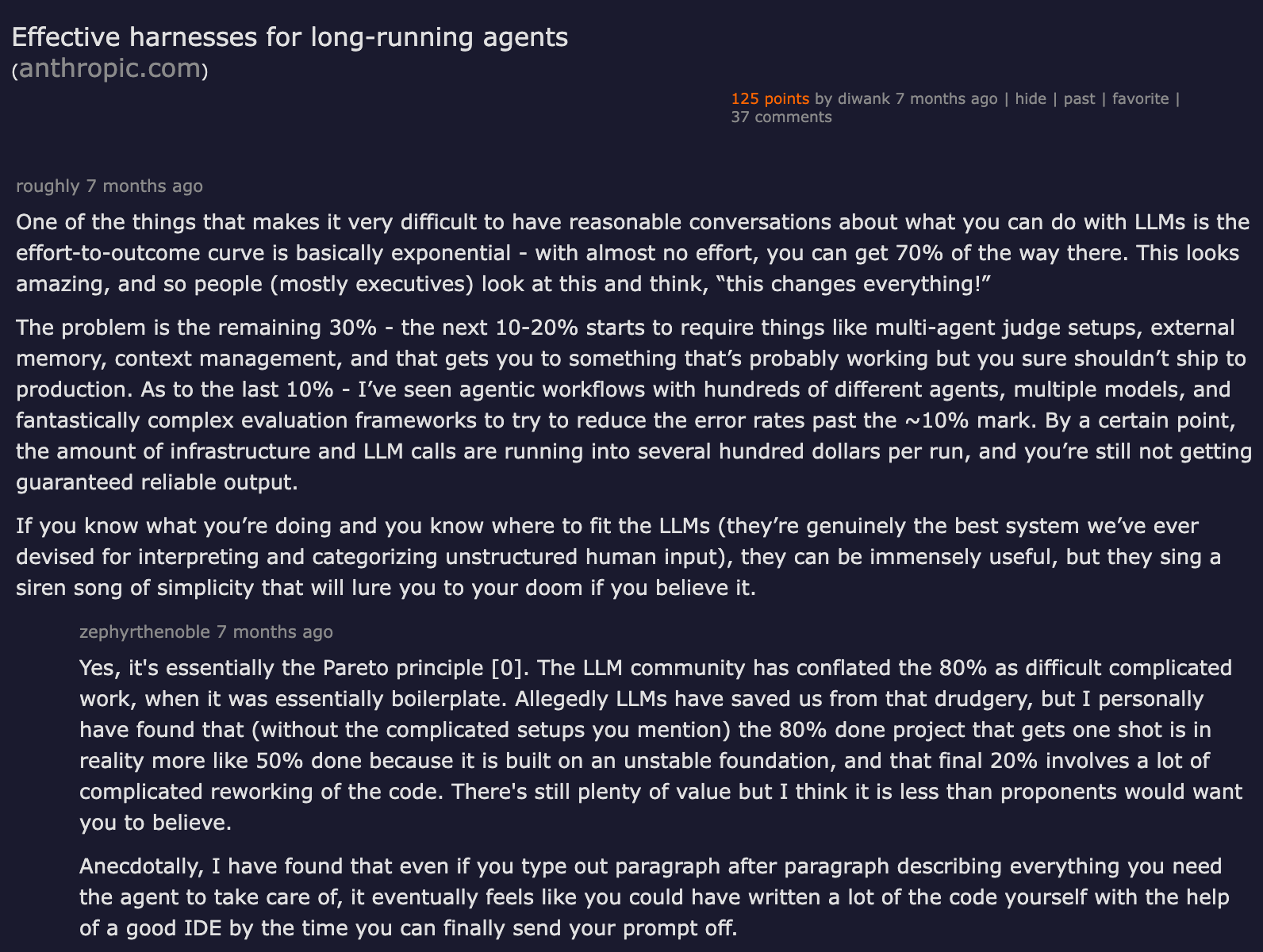 Hacker News thread — Effective harnesses for long-running agents — discussing state persistence, memory, and context management requirements