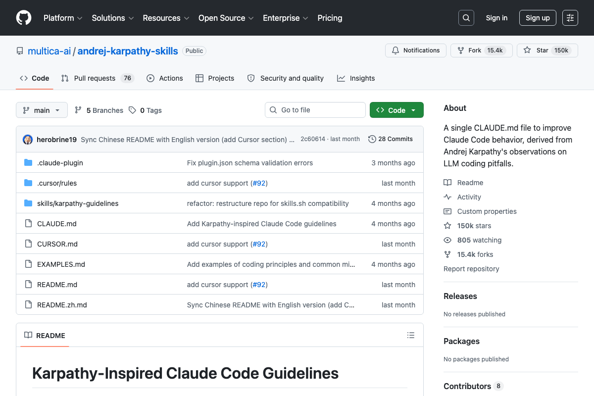 multica-ai/andrej-karpathy-skills — #1 trending GitHub repo, 3,372 stars in 24 hours
