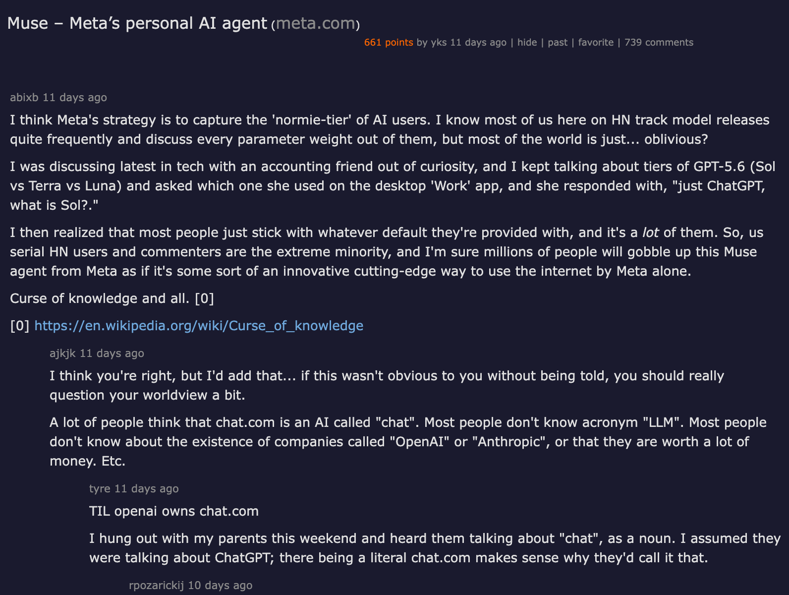 Hacker News discussion thread about Muse launch