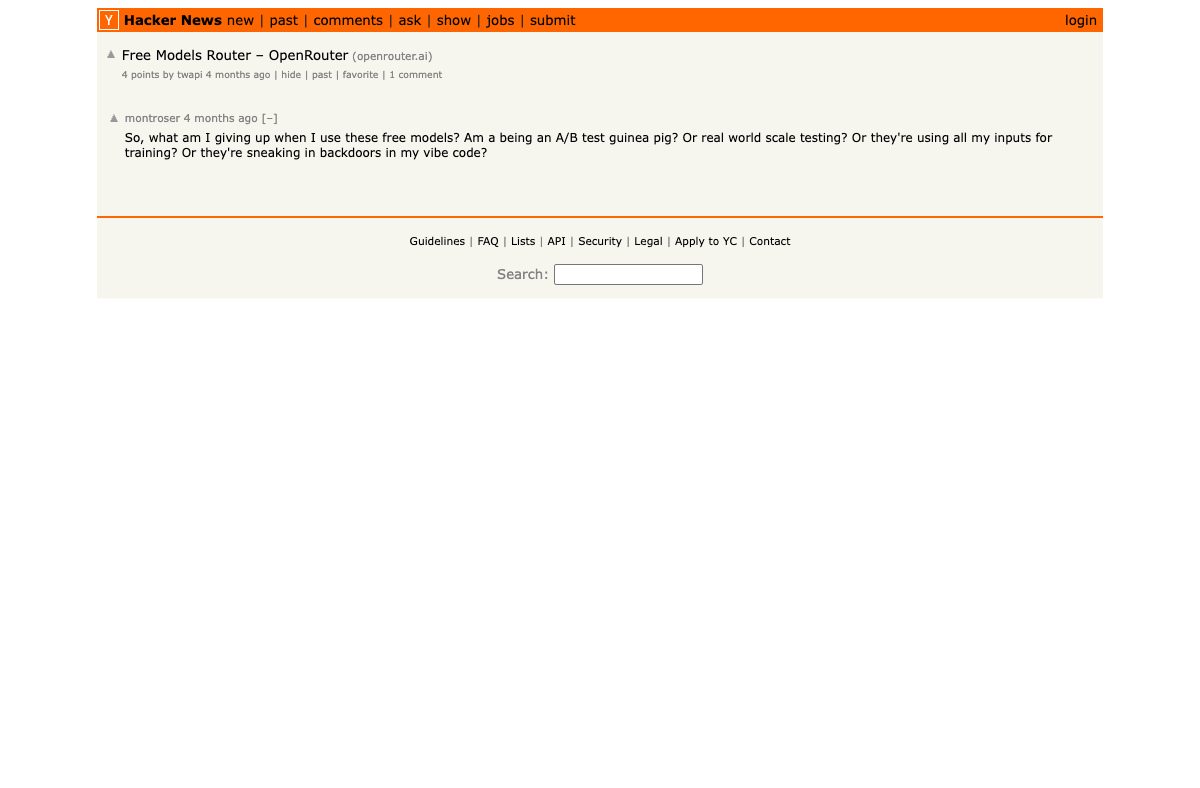 Hacker News — Free Models Router on OpenRouter, community discussion