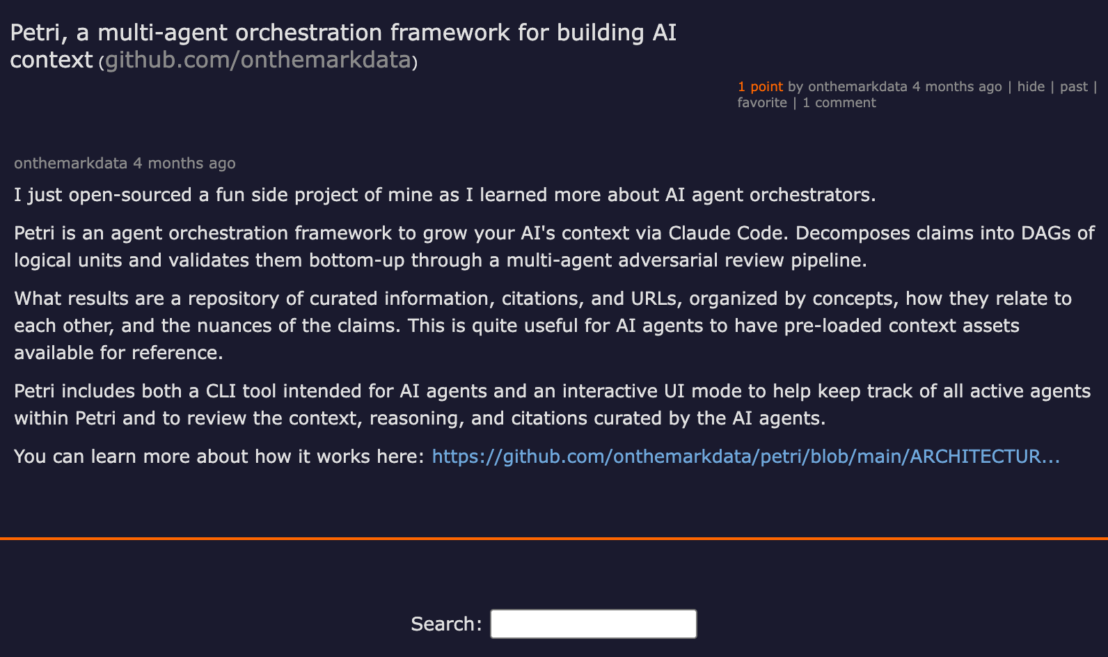 HN — Petri, a multi-agent orchestration framework for building AI context