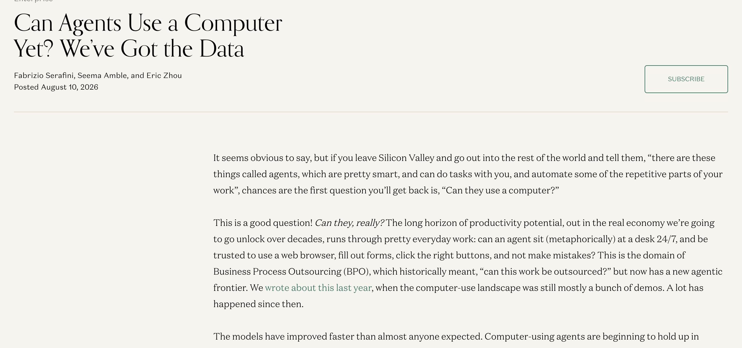 a16z analysis: Can Agents Use a Computer Yet? We've Got the Data — showing production deployment numbers and benchmark-to-production gap analysis