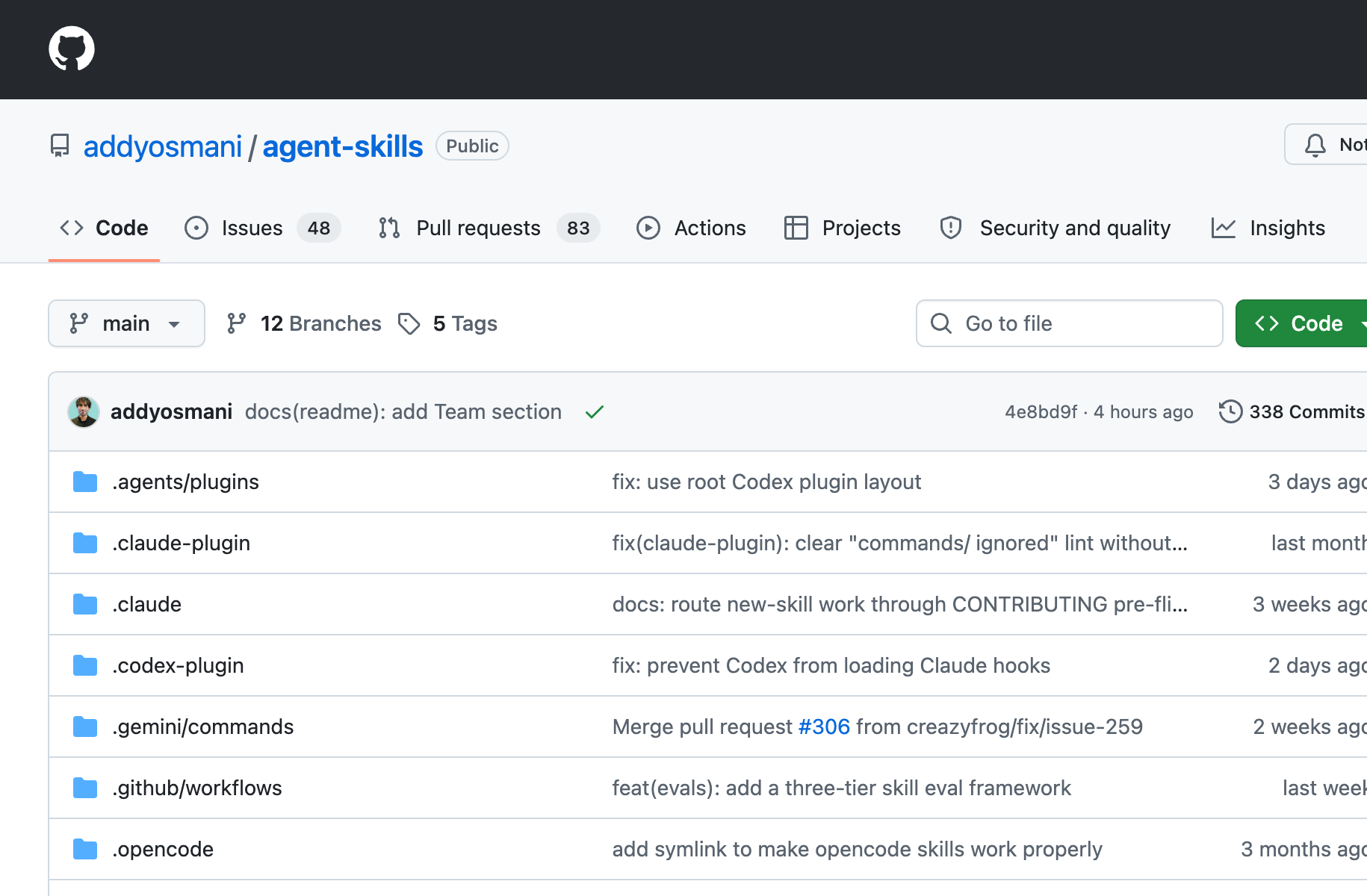 addyosmani/agent-skills GitHub repository — 77K stars, production-grade engineering skills for AI coding agents