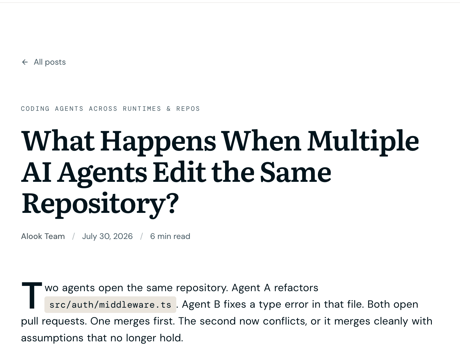 What Happens When Multiple AI Agents Edit the Same Repository — Alook analysis of concurrent agent editing problems