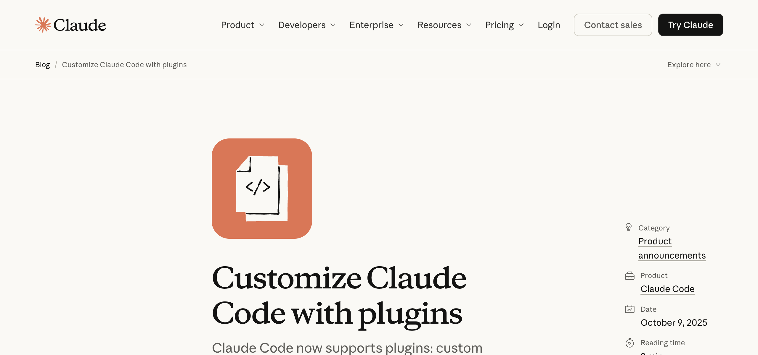 Anthropic official blog — Claude Code Plugins announcement