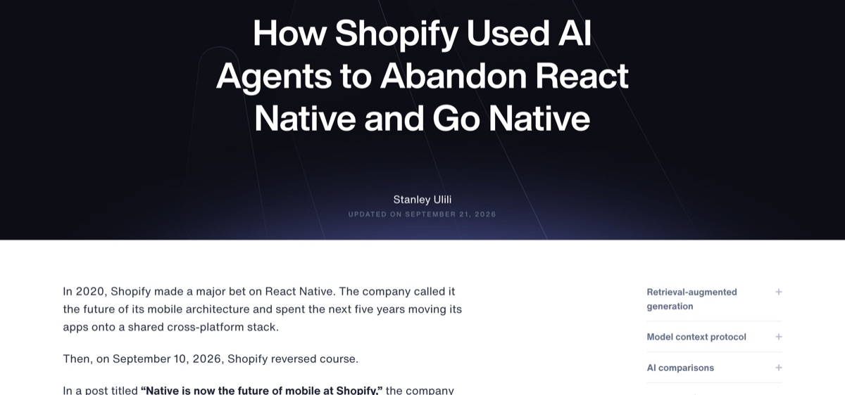 Better Stack community guide — How Shopify Used AI Agents to Abandon React Native and Go Native