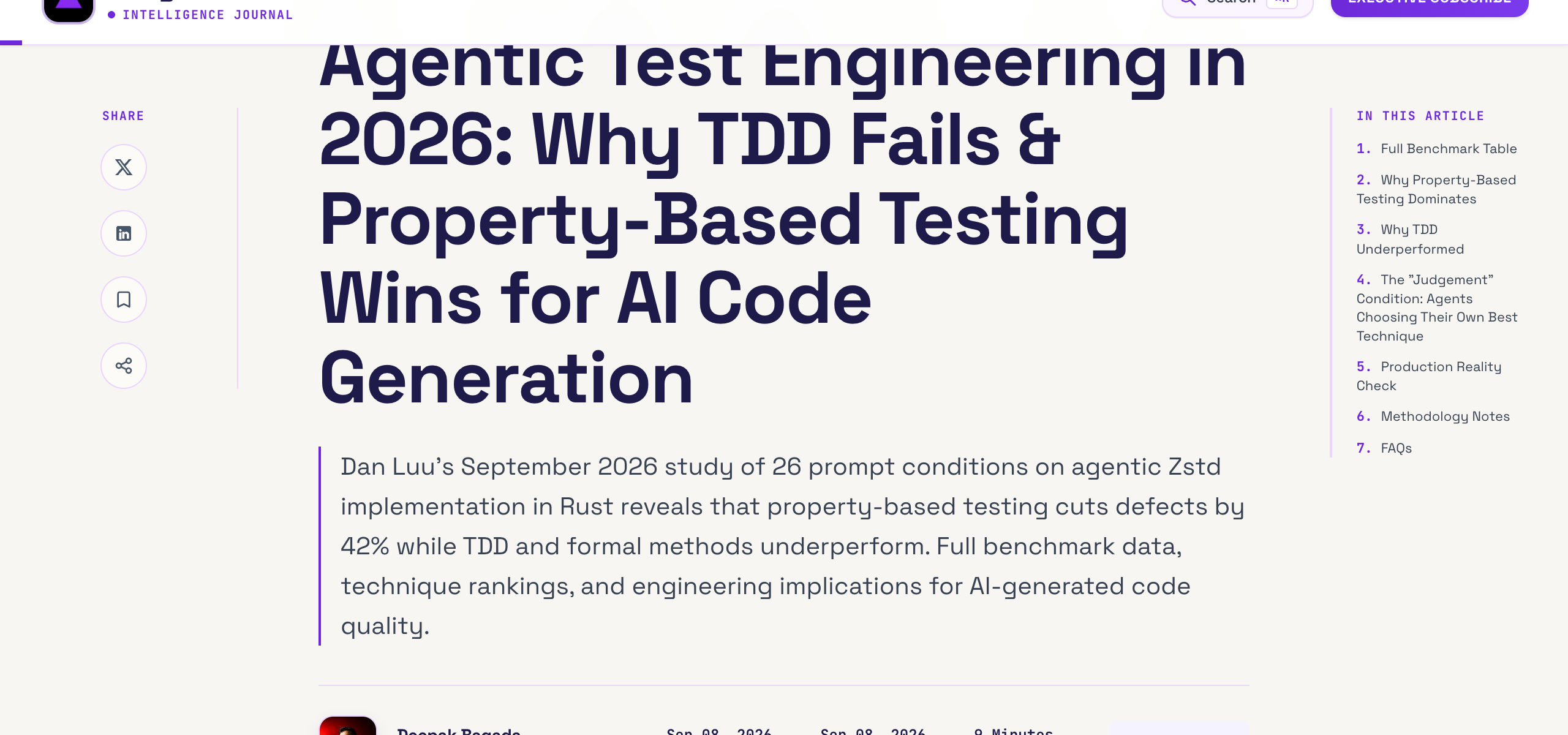 DailyAIWorld article — Agentic Test Engineering 2026: TDD Fails, Property-Based Testing Wins — Dan Luu study results