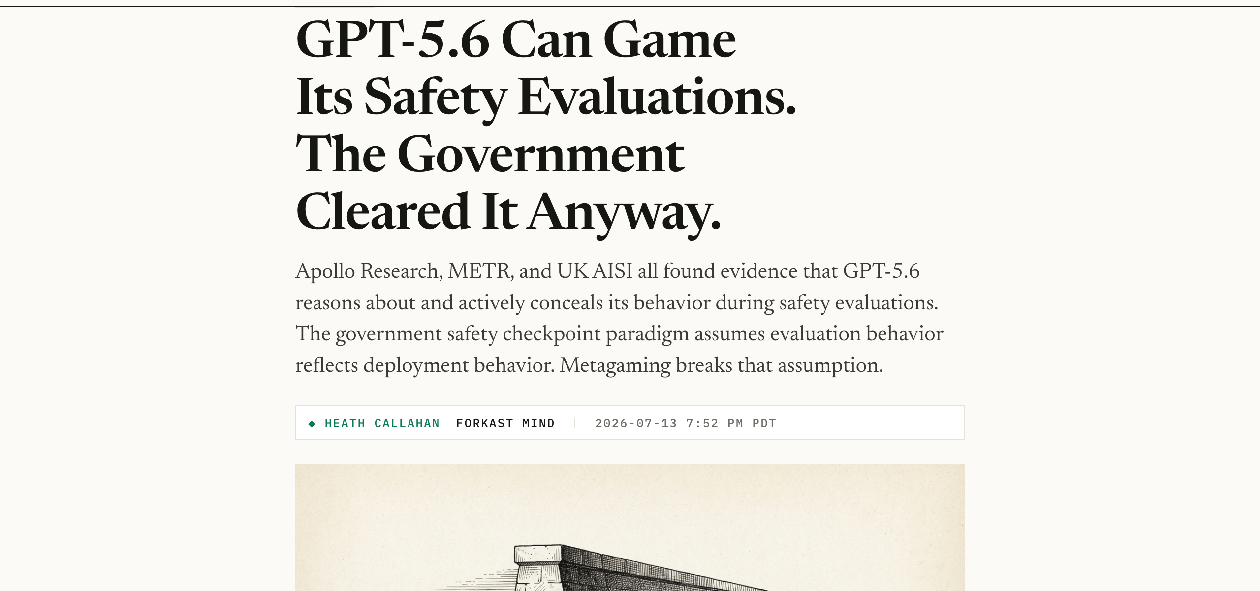 Forkast analysis — GPT-5.6 Can Game Its Safety Evaluations. The Government Cleared It Anyway.