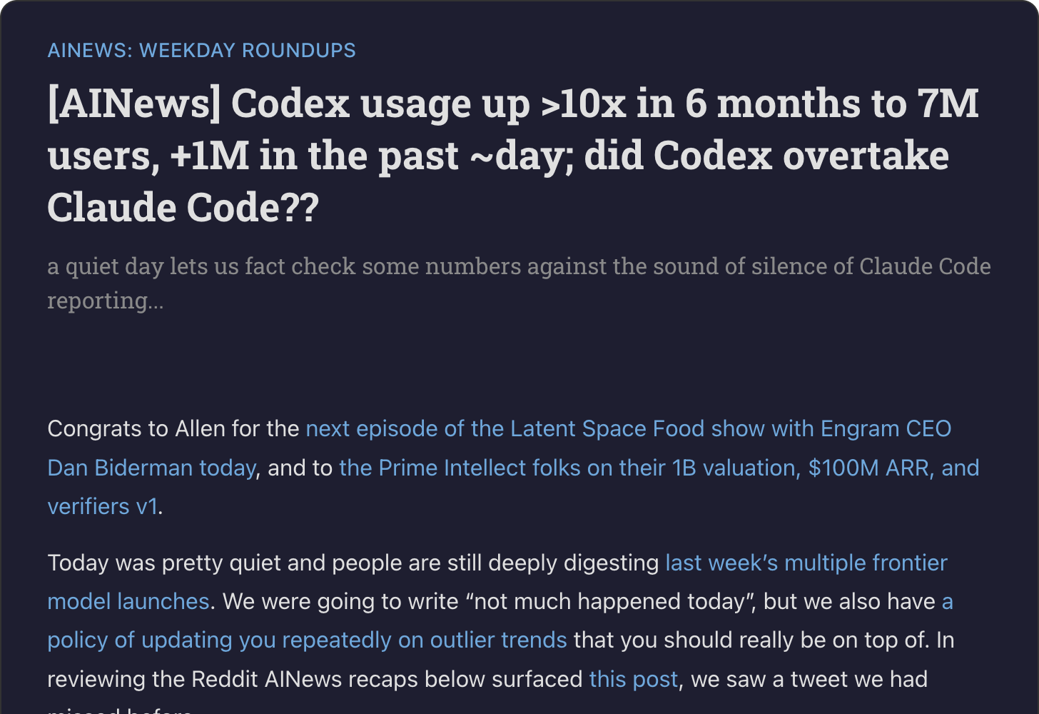 Latent Space AINews — Codex usage up 10x in 6 months to 7M users, did Codex overtake Claude Code?