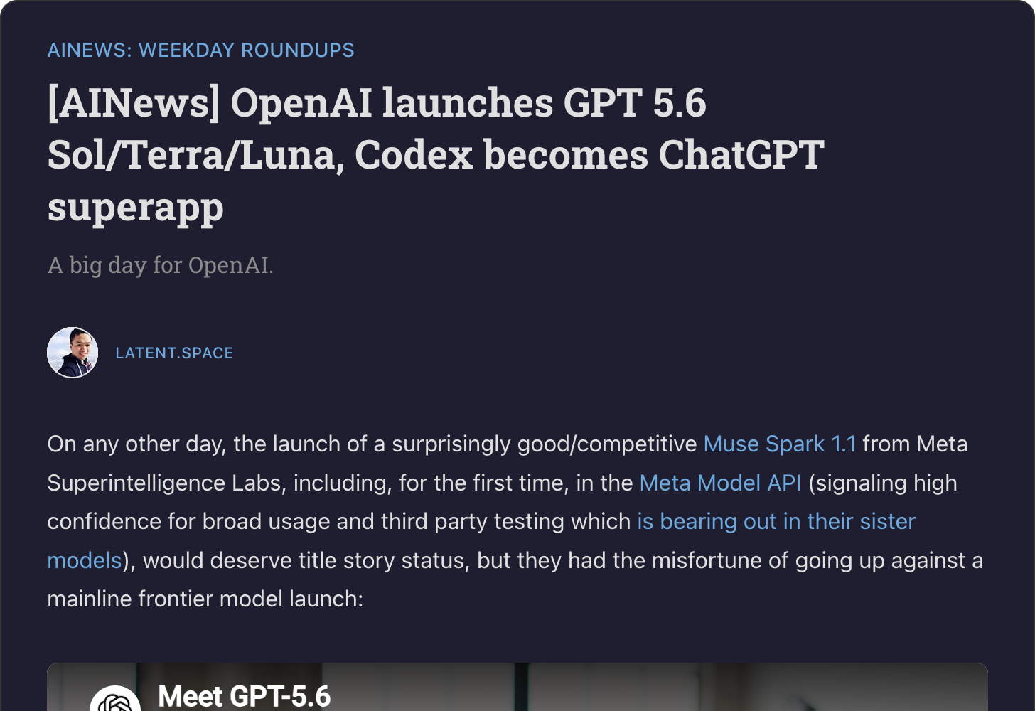 Latent Space: AINews — OpenAI launches GPT 5.6 Sol/Terra/Luna, Codex becomes ChatGPT superapp