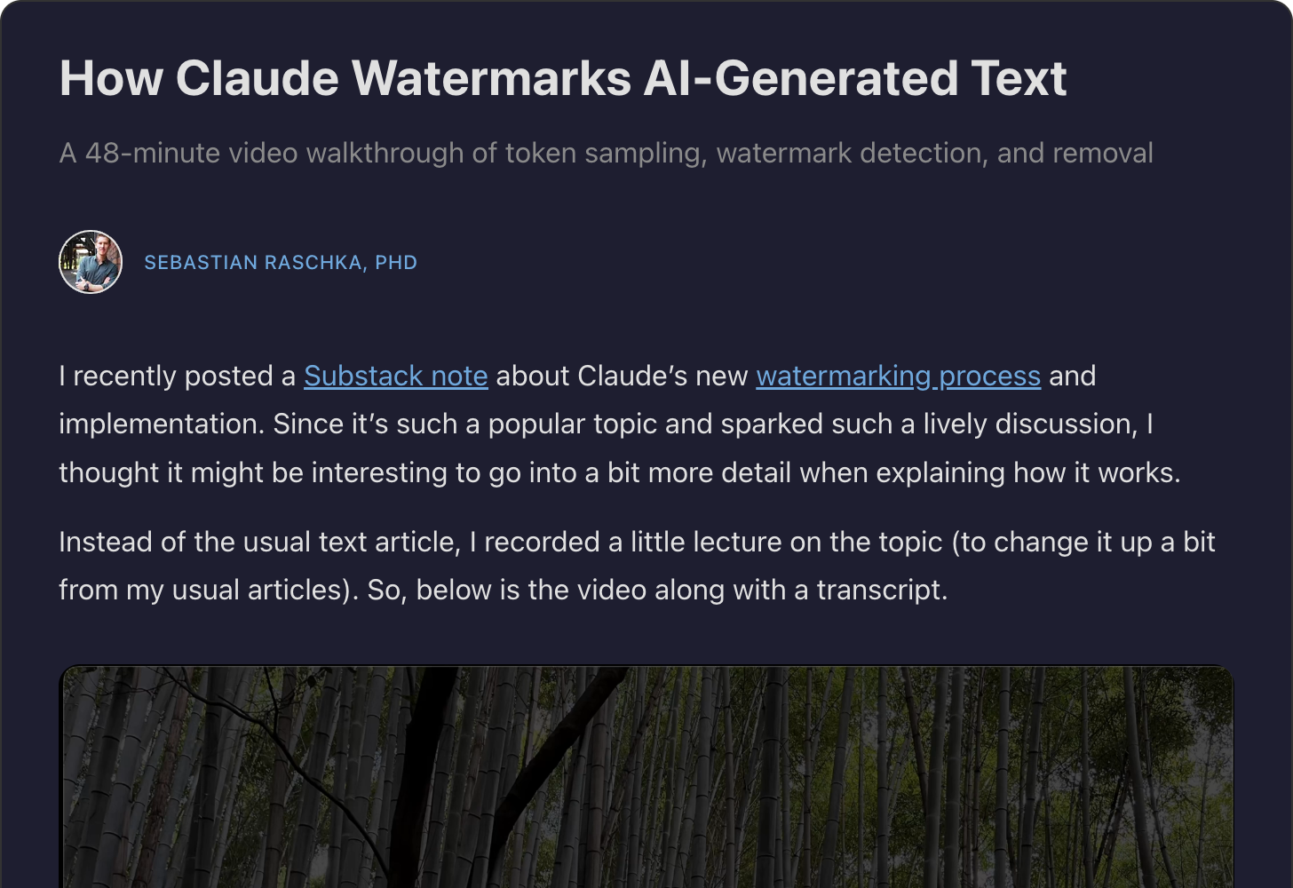 Ahead of AI Substack — How Claude Watermarks AI-Generated Text by Sebastian Raschka