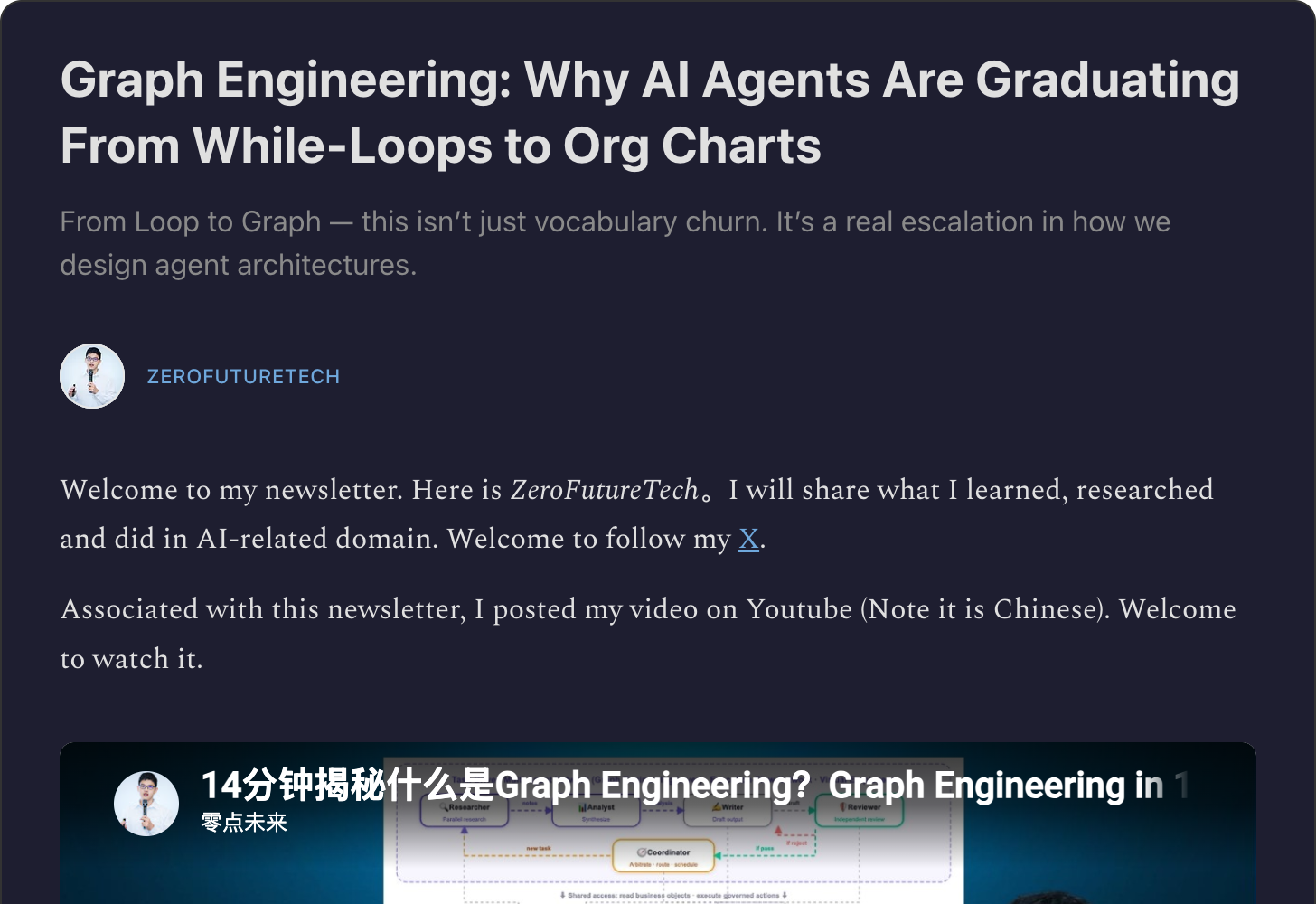 Substack — Graph Engineering: Why AI Agents Are Graduating From While-Loops to Org Charts