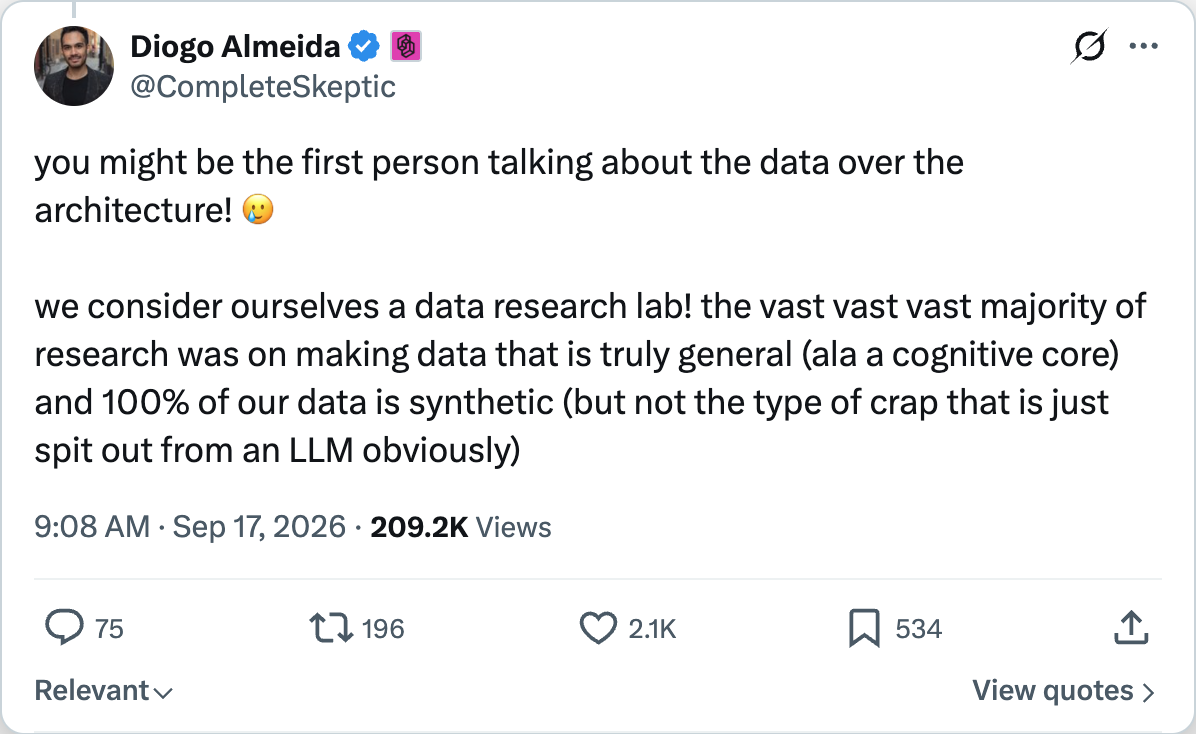 Diogo Almeida: TypeSafe considers itself a data research lab, and 100% of its training data is synthetic