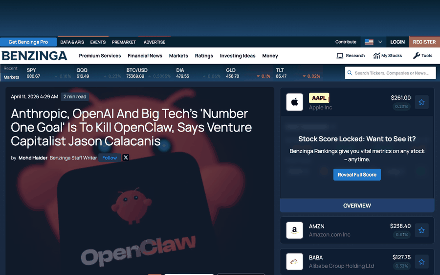 Benzinga — Jason Calacanis says Big Tech's number one goal is to kill OpenClaw