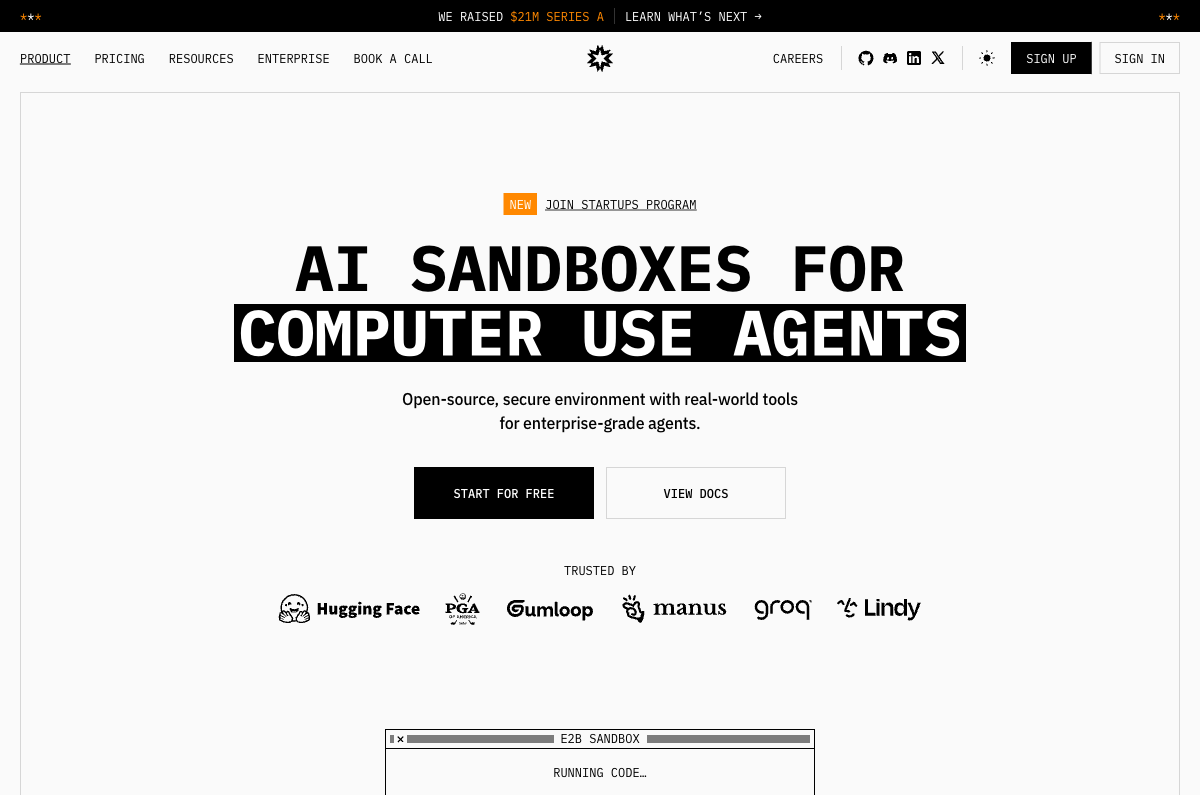 E2B — the enterprise AI agent cloud providing sandboxed code execution