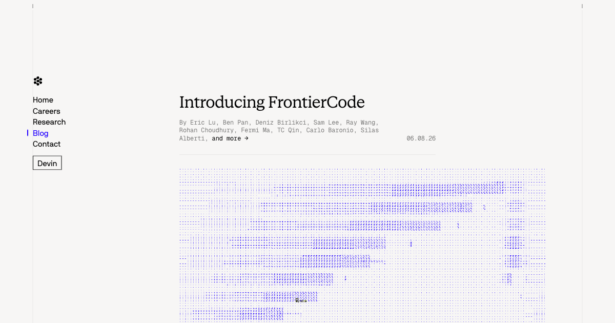 Cognition — Introducing FrontierCode, the benchmark that measures code mergeability over test-passing, June 2026