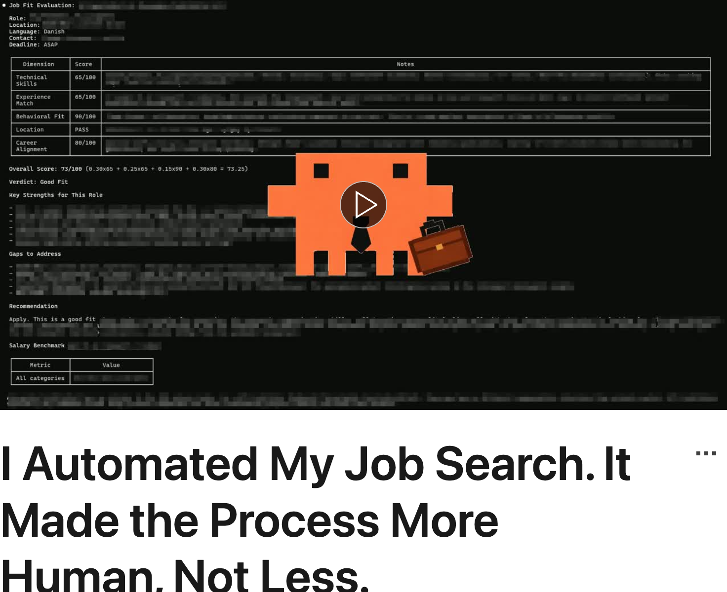 Mads Lorentzen LinkedIn article — I Automated My Job Search and it made the process more human, not less