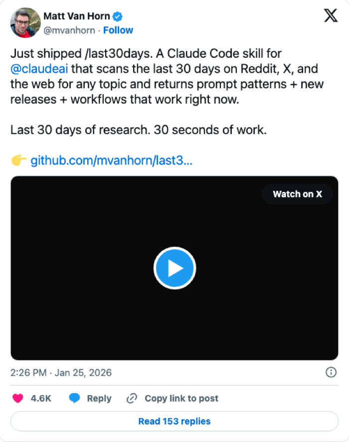 Matt Van Horn on X: Last 30 days of research, 30 seconds of work