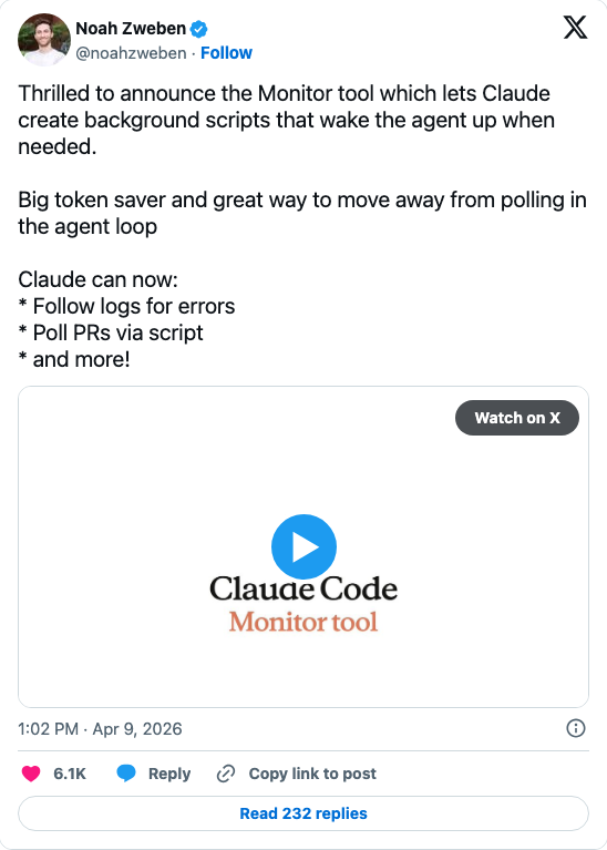 Tweet about AI agent monitoring and background scripts