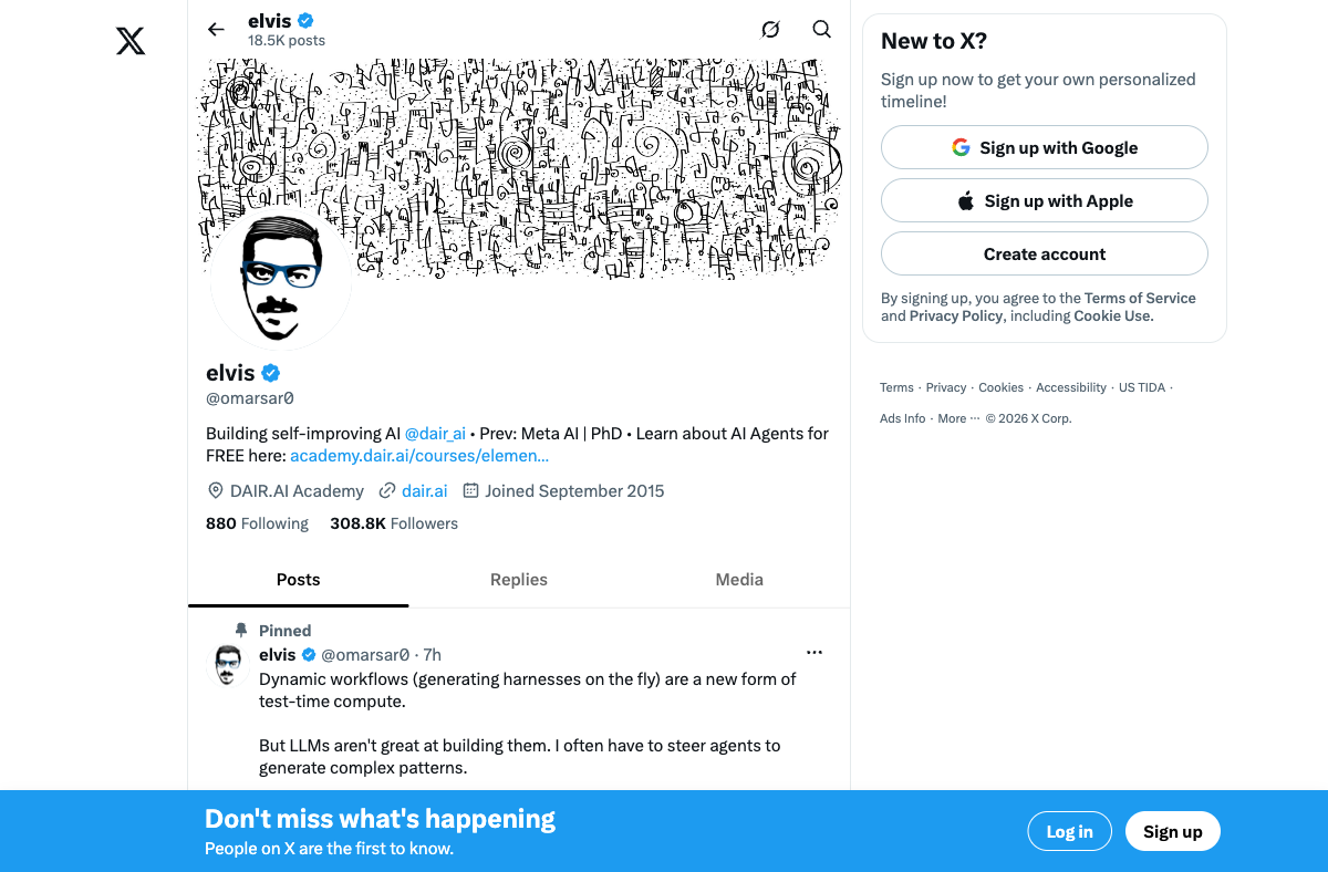 @omarsar0 — Dynamic workflow orchestration and cross-agent routing patterns