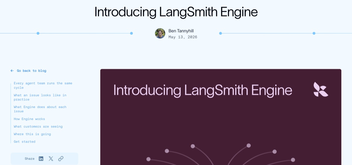LangChain blog — Introducing LangSmith Engine for automated agent trace triage